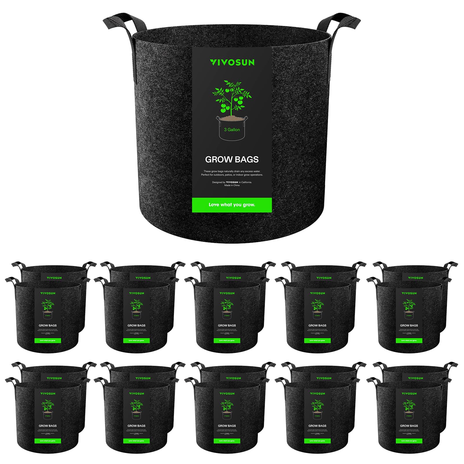VIVOSUN 20-Pack 3 Gallon Plant Grow Bags Fabric Pots with Handles