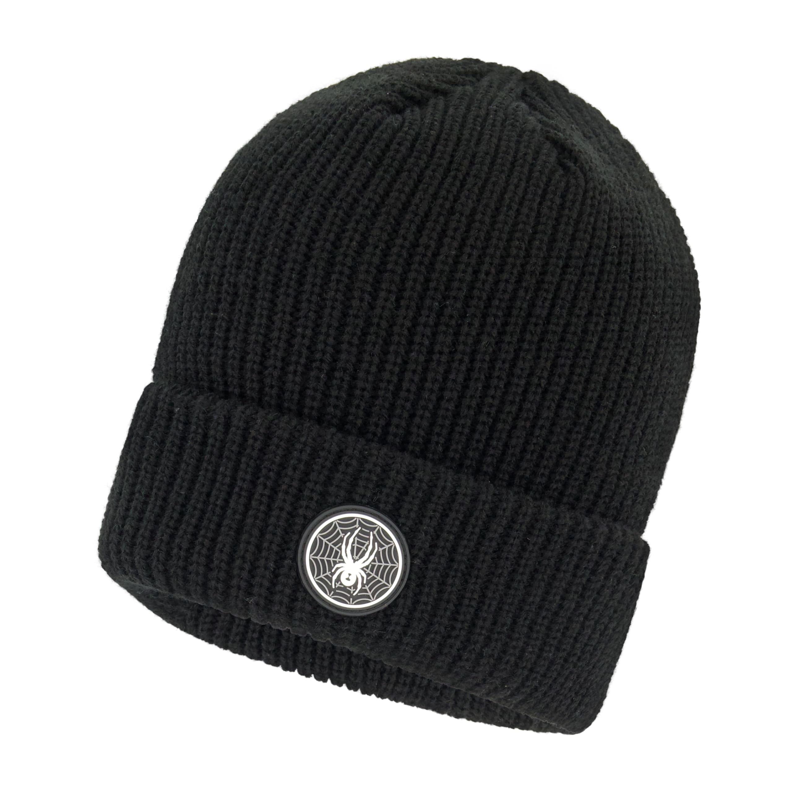Spyder Mens Fleece Lined Cuff Logo Beanie, Black, One Size