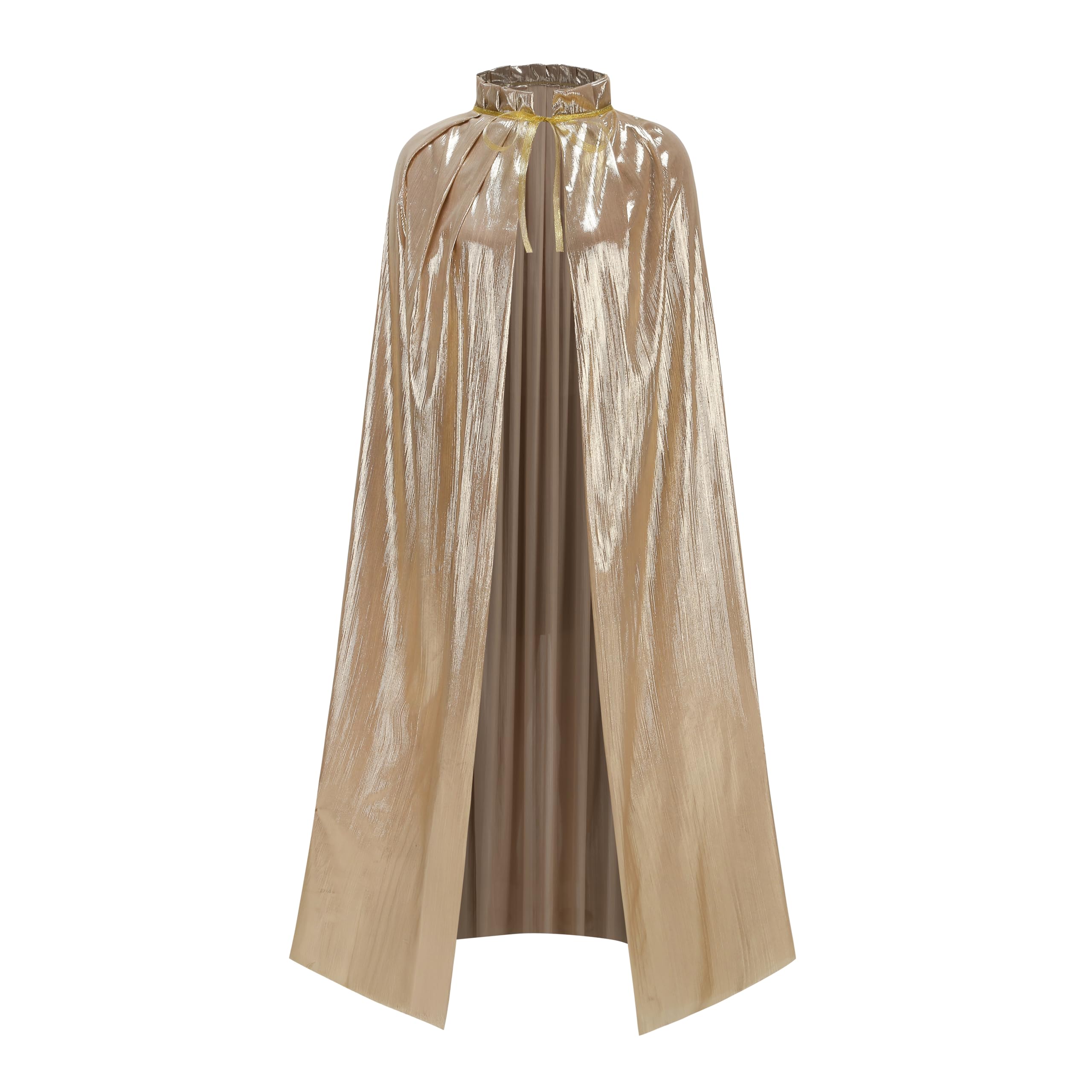 DELIVESS Light Champagne Gold Foil Tie Cape, for Halloween Cosplay Party Stage Performance(Light Champagne,125cm)