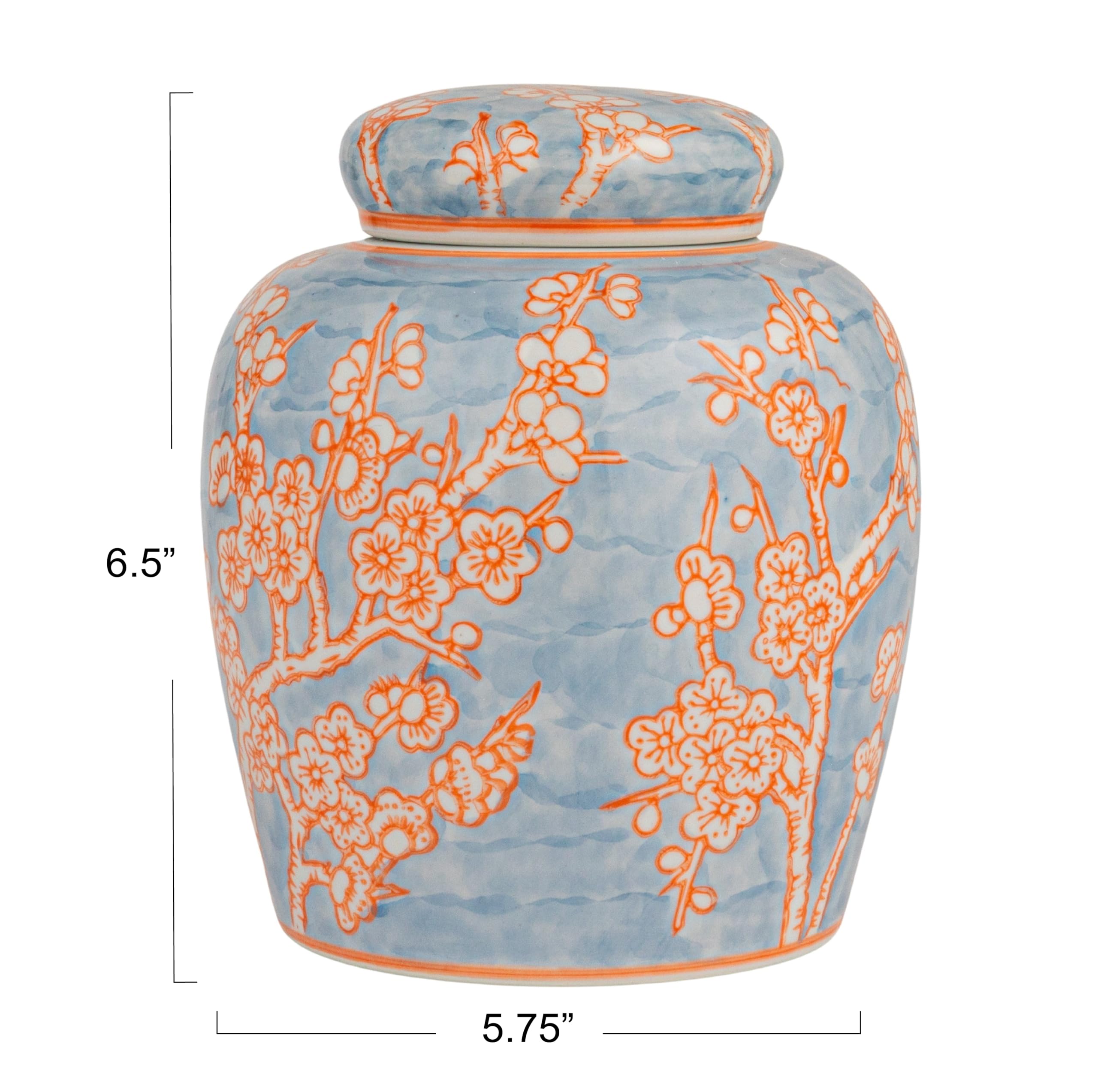 Creative Co-Op Decorative Ceramic Ginger Jar with Lid for Spaces, Blue