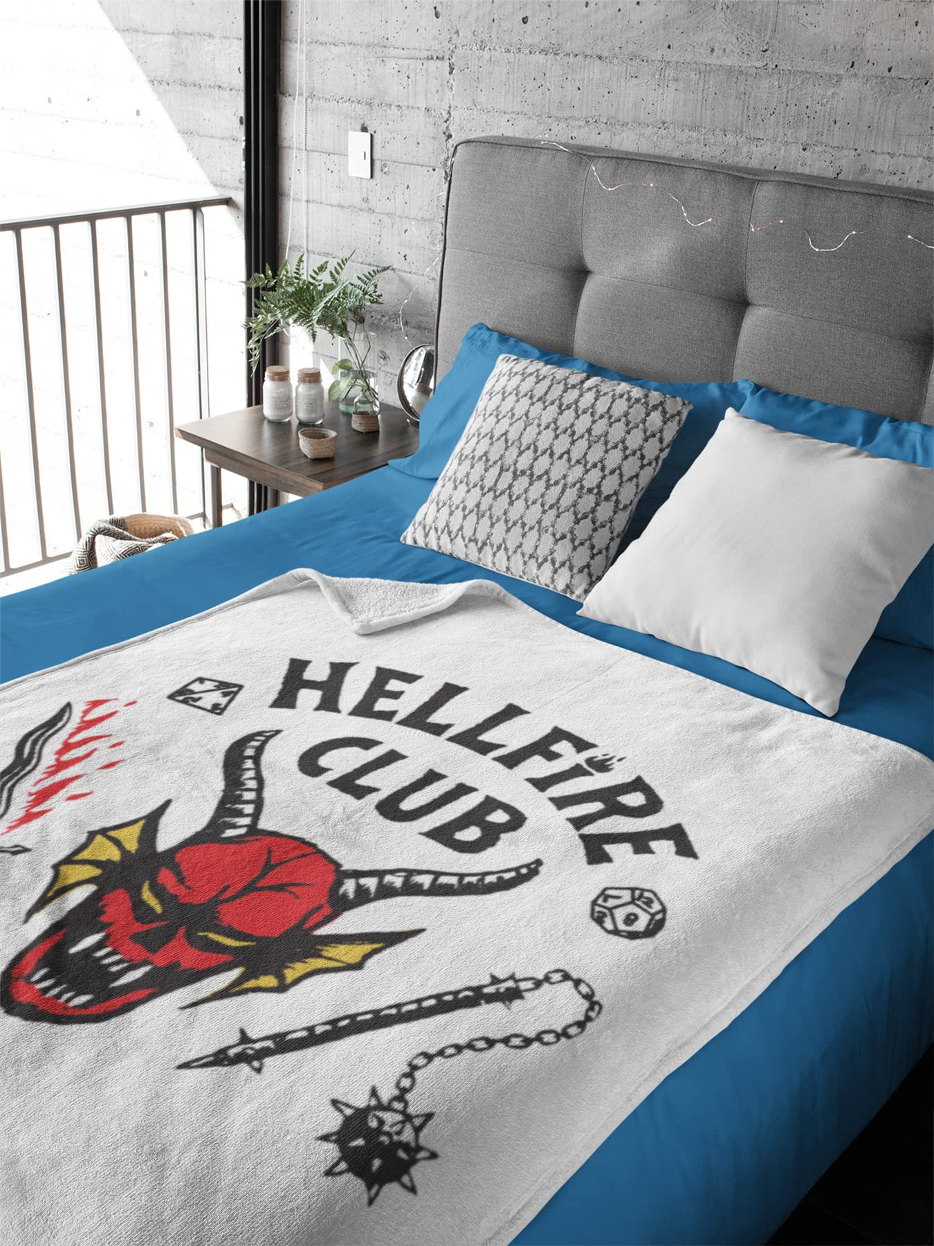 Stranger Things Fleece Blanket - Hellfire Club Design - Bed Throw