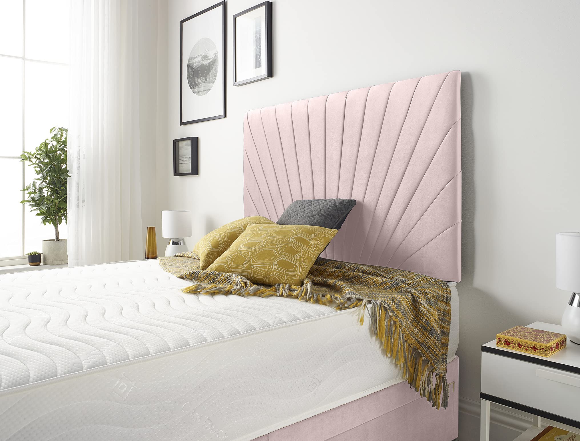 Bed Centre Platinum 32 Inch or 54 Inch Headboard Available in Different Fabrics and Colours 3FT, 4FT, 4FT6, 5FT, 6FT (4FT6 Double, 32 Inch High With Struts, Plush Pink)
