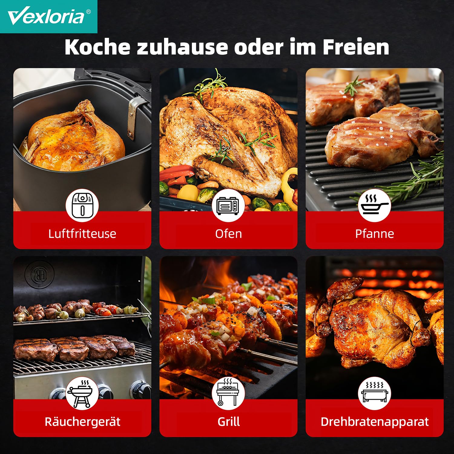 Vexloria Termometro Cucina, Termometri Per Alimenti, Wireless Bluetooth Termometro Da Cucina, Con App Intelligente Cucinare A Lunga Distanza Termometro, Per Forno, Griglia, Cucina, Barbecue
