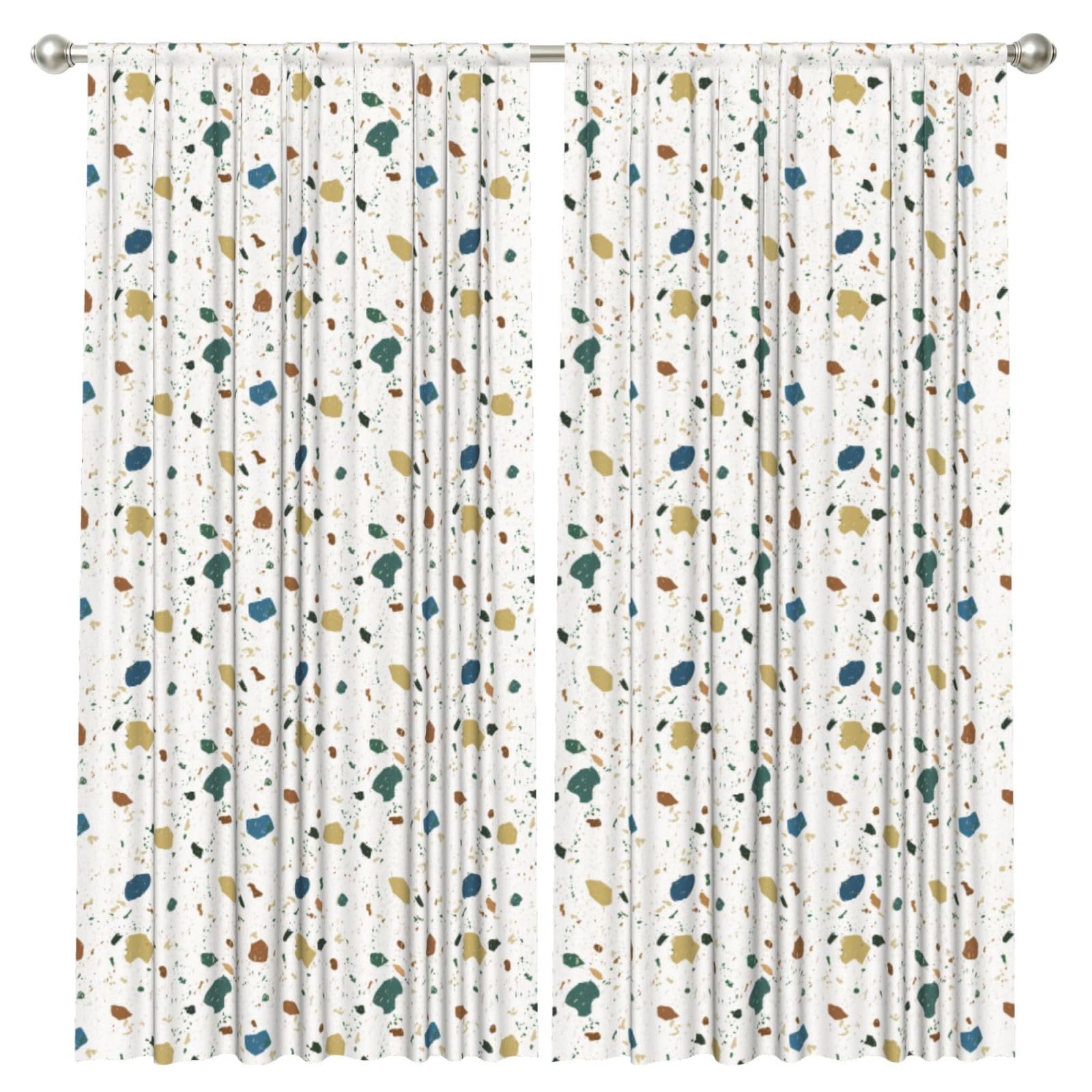 InOmak Terrazzo Seamless Patterns Classic Italian Marble, 2 Panels Window Curtains 52 x 84 Inch Blackout Curtains for Living Room Bedroom