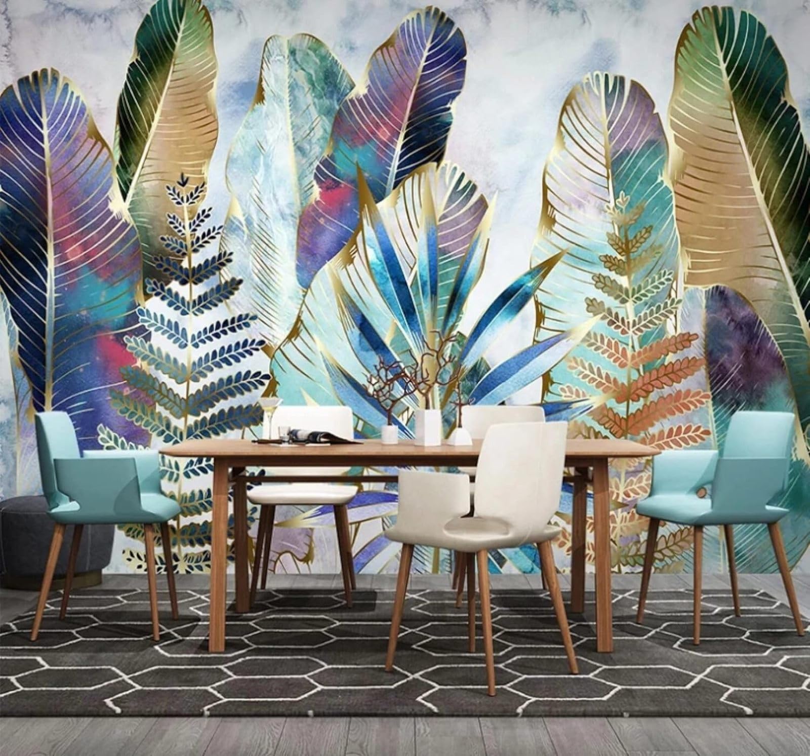 XLMING Luxury Colourful Tropical Plants Banana Leaves 3D Wallpaper Luxury Home Dining Decor Paste Sofa Living Room The Wall for Bedroom Mural-400cm×280cm