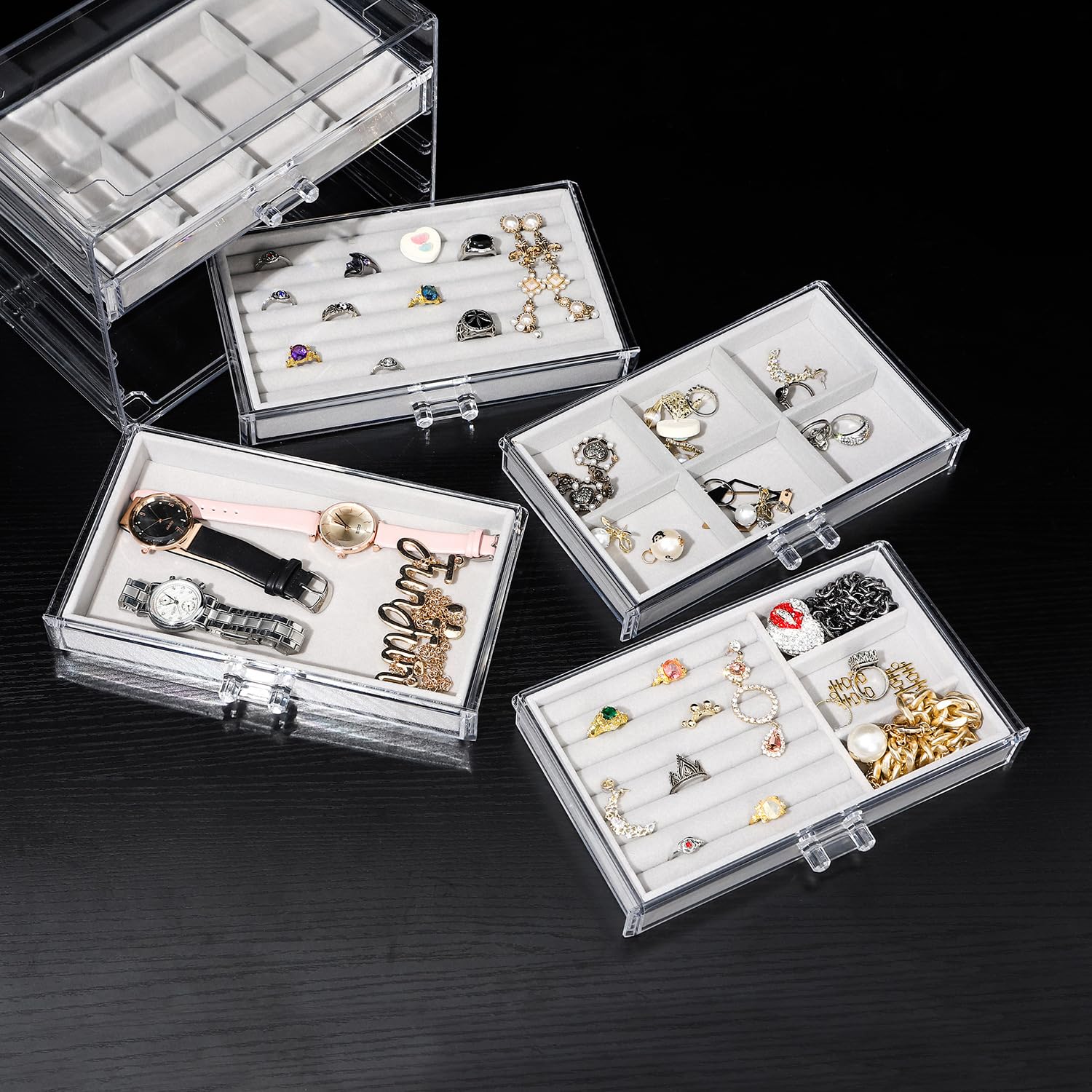 Amazon｜ジュエリーボックス 大容量 アクセサリーボックス 5段式