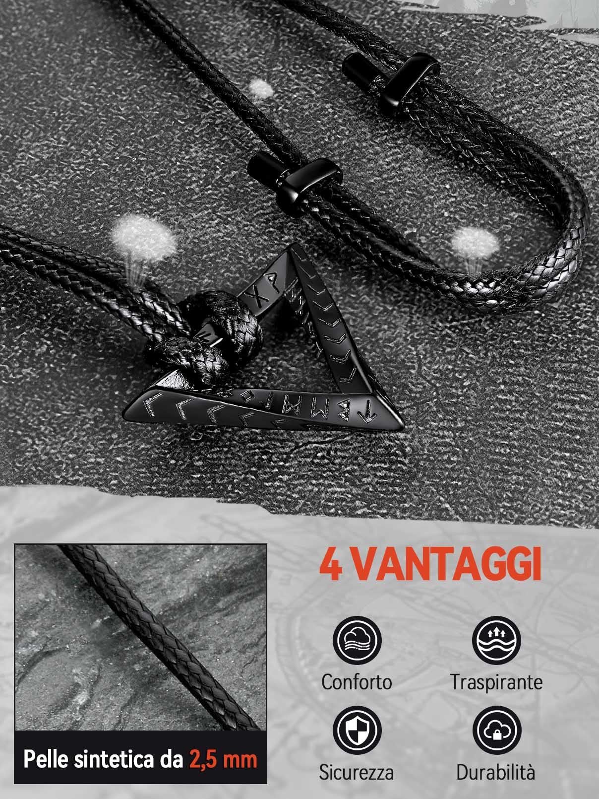 FaithHeart Cerchio Collana Vichinga Anello di Mobius Ciondolo Rune Vichinghe Amuleto del Mito Nordico Collanina Pelle Intrecciata Nodo Celtico Regalo Compleanno per Lui Coppie