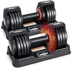 Conjunto de halteres ajustáveis de 25/25 kg, halteres com alça de metal antiderrapante para exercícios e fitness, ajuste rápido de peso para treino de corpo inteiro
