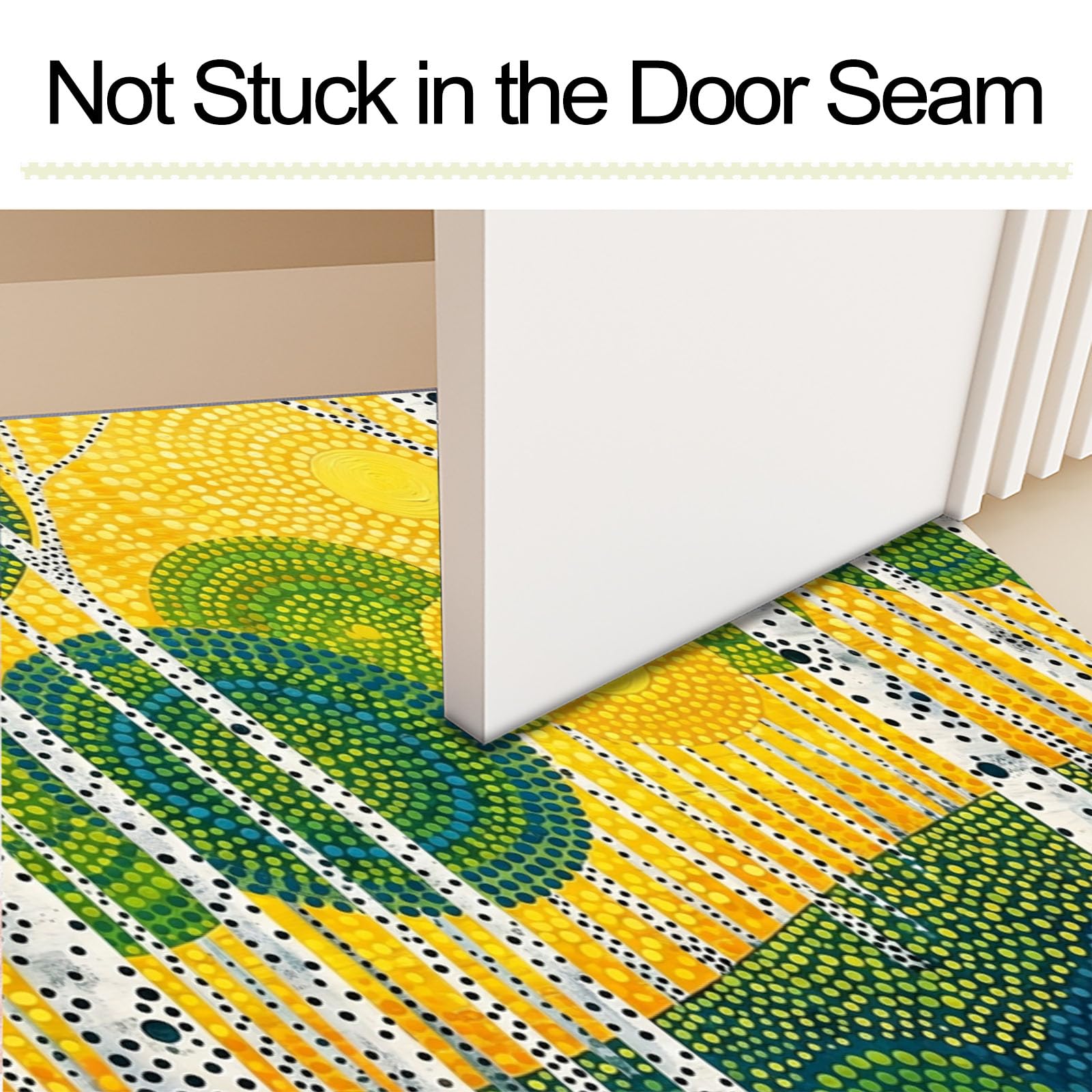 Zerbino Ingresso Interno 80X120Cm Foresta Astratta Pois Tappeto Lavabile Antiscivolo Dipinto Olio Raffigurante Betulla Passatoia Corridoio Sottile Zerbino Per Porta Di Casa Cucina Ufficio,Giallo-Verde