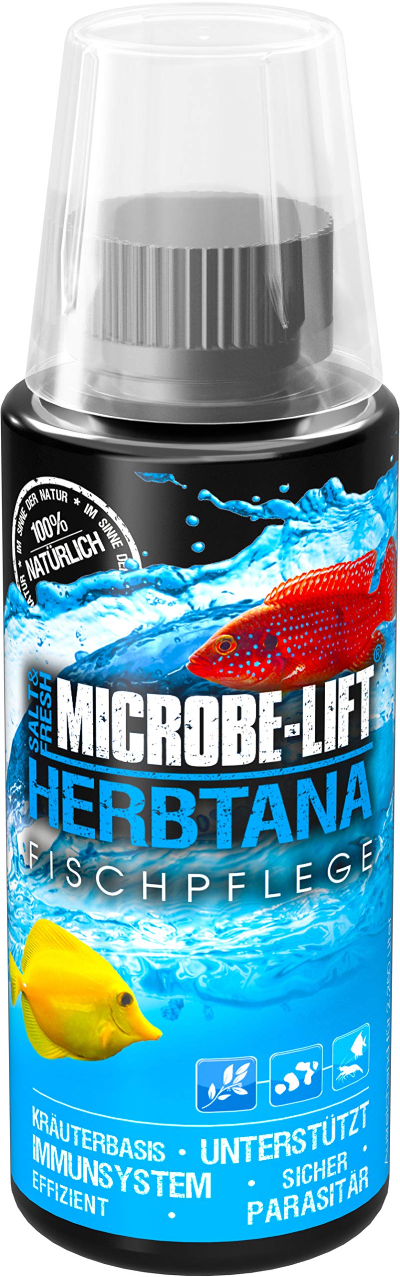 MICROBE-LIFT Herbtana - preparat pielęgnacyjny na bazie ziół do optymalnego wsparcia układu odpornościowego w przypadku ryb w każdym akwarium z wodą morską i słodkowodną, 118 ml