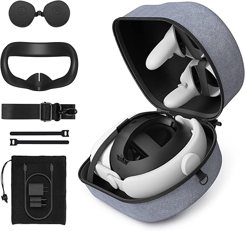 Miniatura 3 de KIWI design Correa cómoda para la cabeza con funda de transporte accesorios compatibles con Quest 2