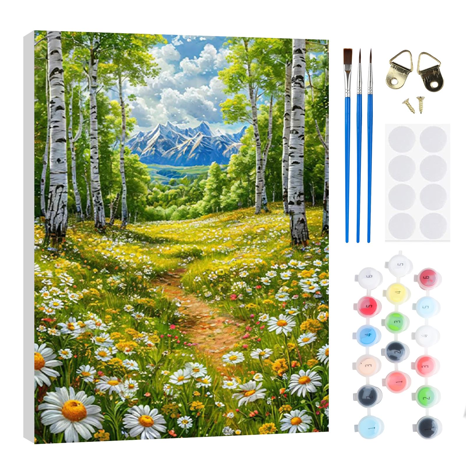 RICUVED DIY Natural Paint by Numbers for Adults -Landscape Canvas Oil Painting Kits,Craft Art Painting with Wooden Frame Kit Acrylic Pigment Drawing Paintwork for Gift Home 20x30cm