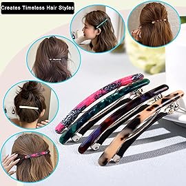 Fsmiling Small Hair Barrettes for Women, 4pcs Tortoise Acetate Automatic Clips for Thin Hair