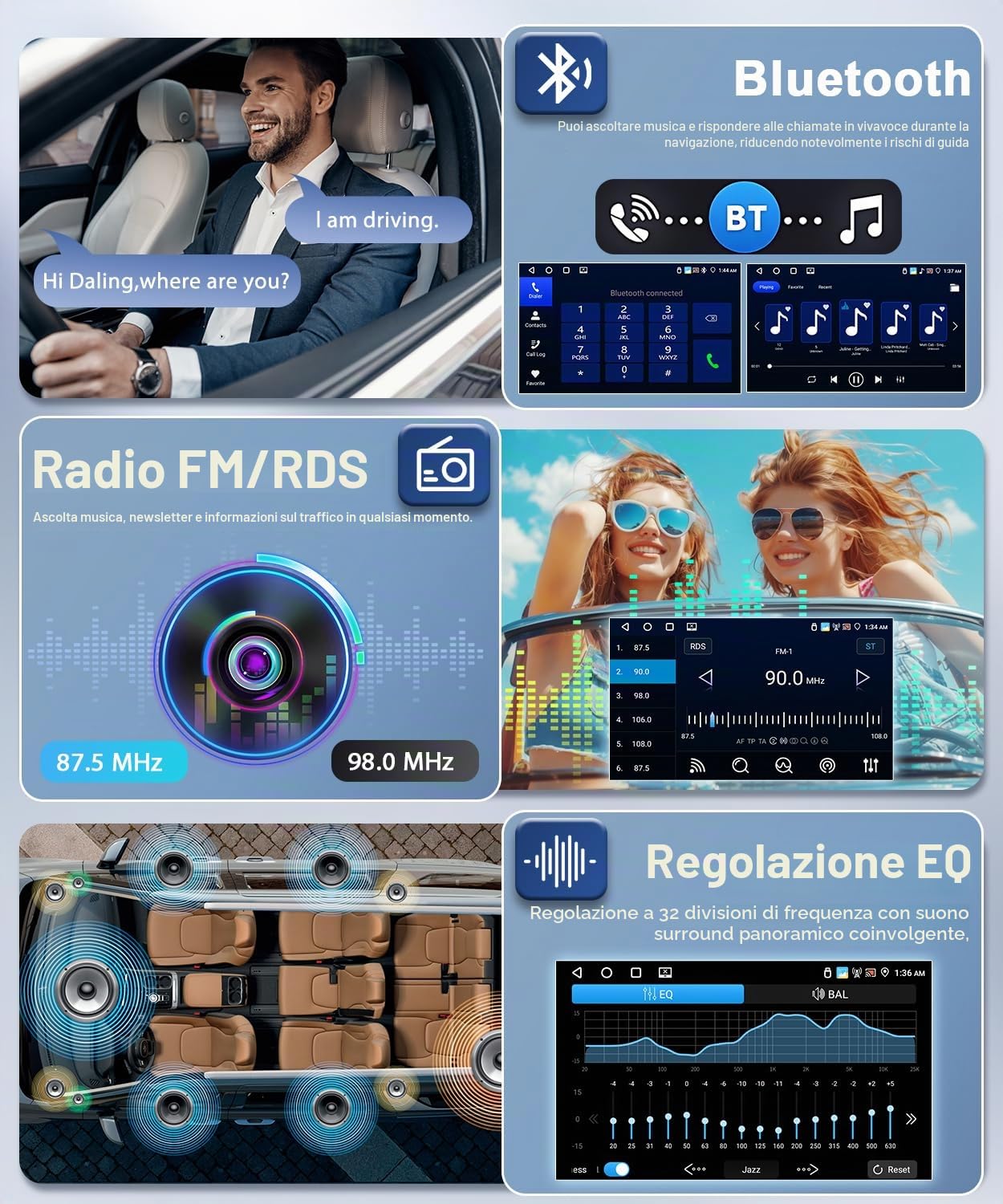 4GB+64GB Carplay Autoradio per Fiat Punto 2012-2016 - Wireless Android Auto Car Stereo Schermo con GPS Navigation WiFi Bluetooth RDS/FM Radio SWC USB Mirror Link Canbus & Telecamera