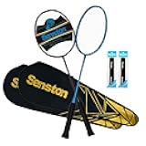 N80 Badminton Rackets Set - Full Carbon-Fiber 5U Lightweight Racquets with Anti-Slip Grips & 2 Carry Bags, Outdoor/Backyard Sports for Adults, Teens, Family Games