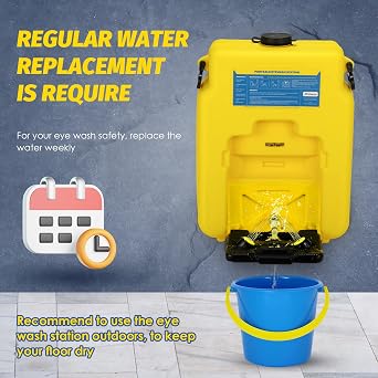 14gal Portable Eye Wash Station, 15min Heavy Duty Self-contained Eyewash Station, Wall Mounted Eye Washing Station, Gravity Fed Eye Wash Unit, OSHA Approved, NO Leakage, with Mirror