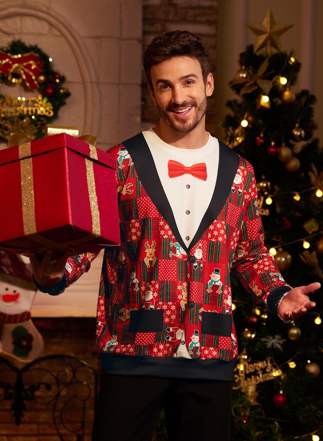 Arvilhill Mens Ugly Santa Reindeer Xmas Sweatshirt Holiday Jumper Tacky Funny Sweater 3D Graphic Print Hilarious Adult XXL - Image 5