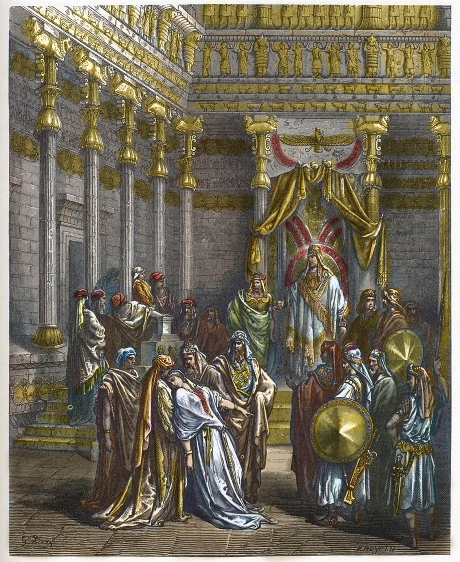 RZHRHJES Famous Painting Poster Art Canvas Print Retro Picture Esther Faints Before the King of Persia Assuerus St by Gustave Dore Poster Wall Art for Home Decor 60x90cm
