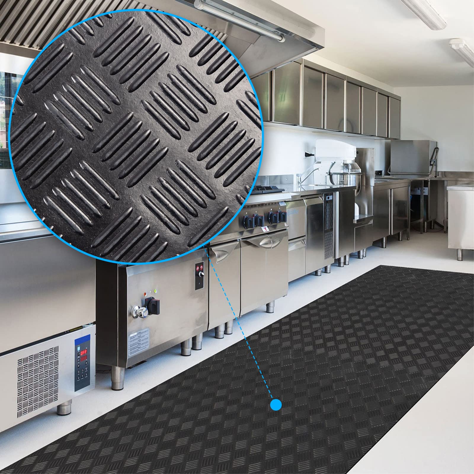 Floordirekt Gummiläufer Karo - Gummimatte in Riffelblech Optik - Stärke: 3mm - Noppenmatte Antirutschmatte - rutschfest und unempfindlich gegen Flüssigkeiten & Schmutz (100 x 1000 cm)