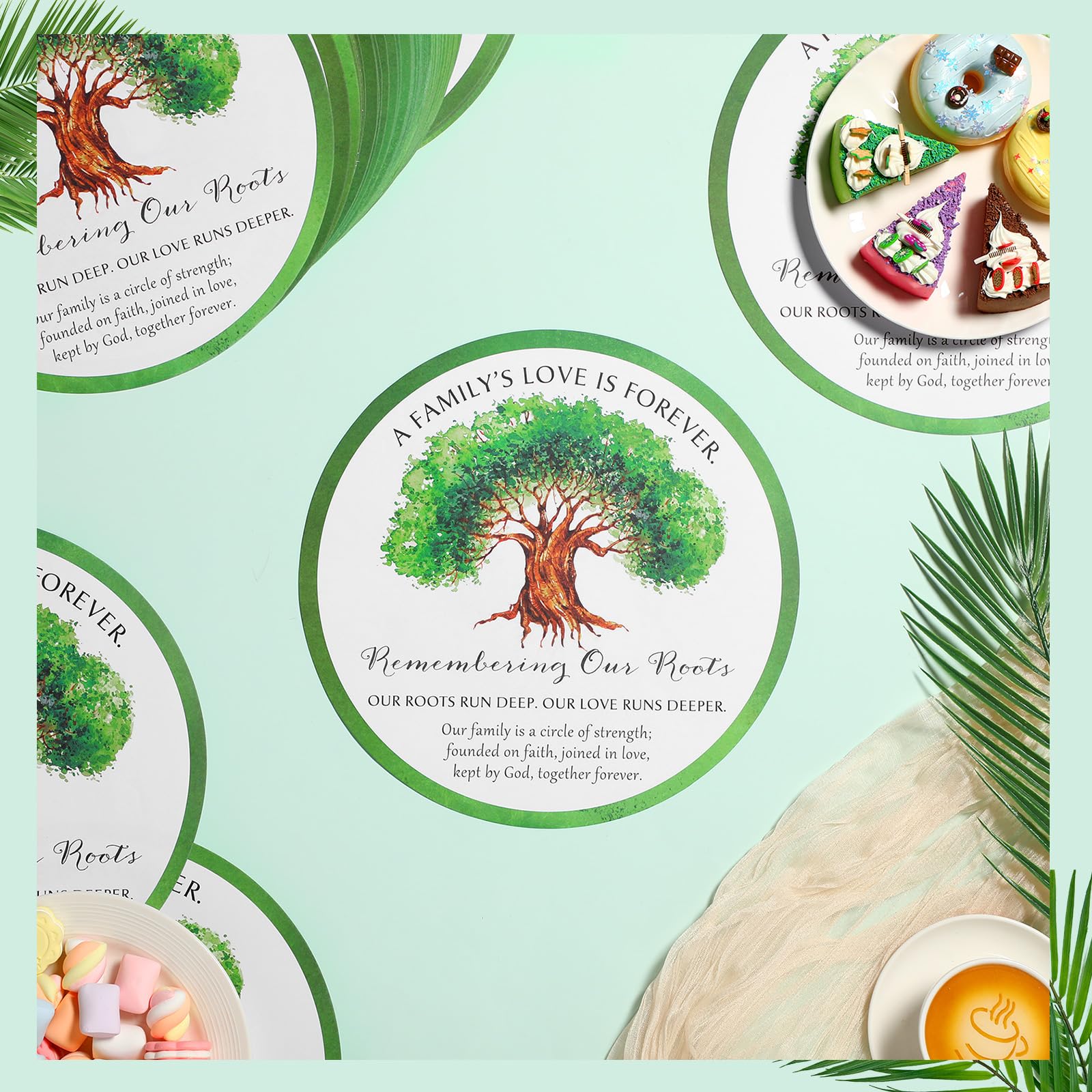 Manteles individuales desechables de papel para reuniones familiares, papel desechable con cargador redondo, decoración de mesa para reuniones familiares (50 piezas)