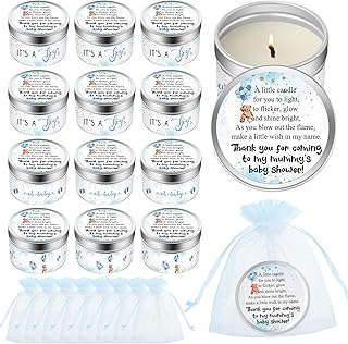 MTLEE 36 Sets Baby Shower Party Favors Tea Light Scented Candles and 36 Organza Bags, Baby Shower Return Gift Candles with 36 Thank You Tags for Guests for Gender Reveal Baby Shower Party Favors