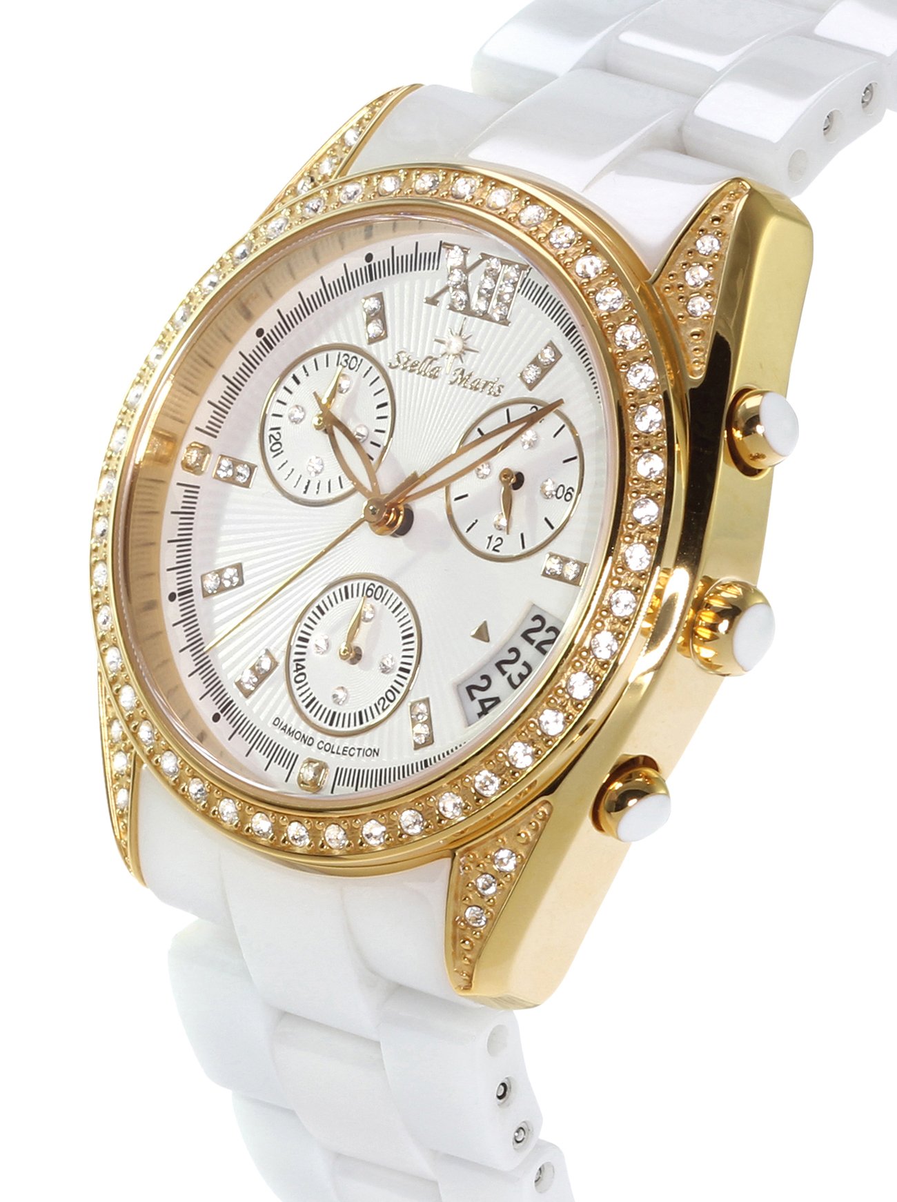 Stella Maris Damen-Armbanduhr Analog Quarz Premium Keramik Diamanten - STM15F6