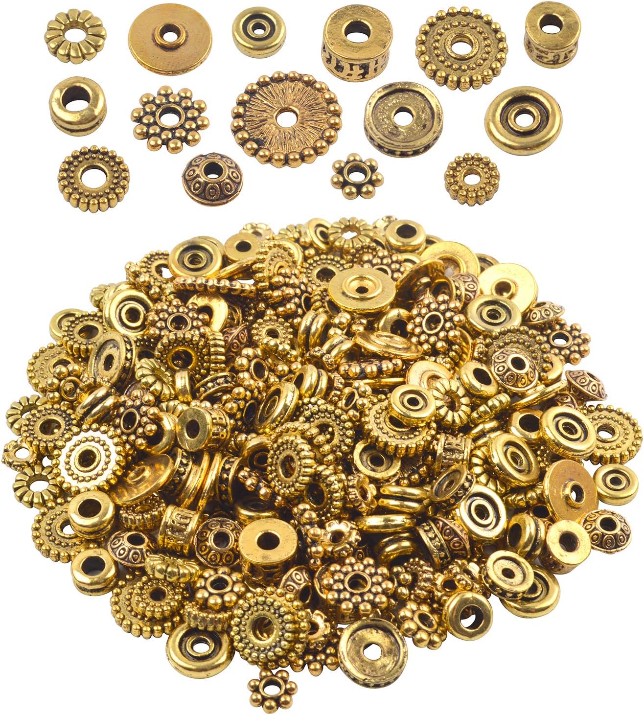 100 Gram(About 170-300pcs) Bali Style Antique Gold Spacer Beads Jewelry Findings Accessories for Jewelry Making Bracelet Necklace