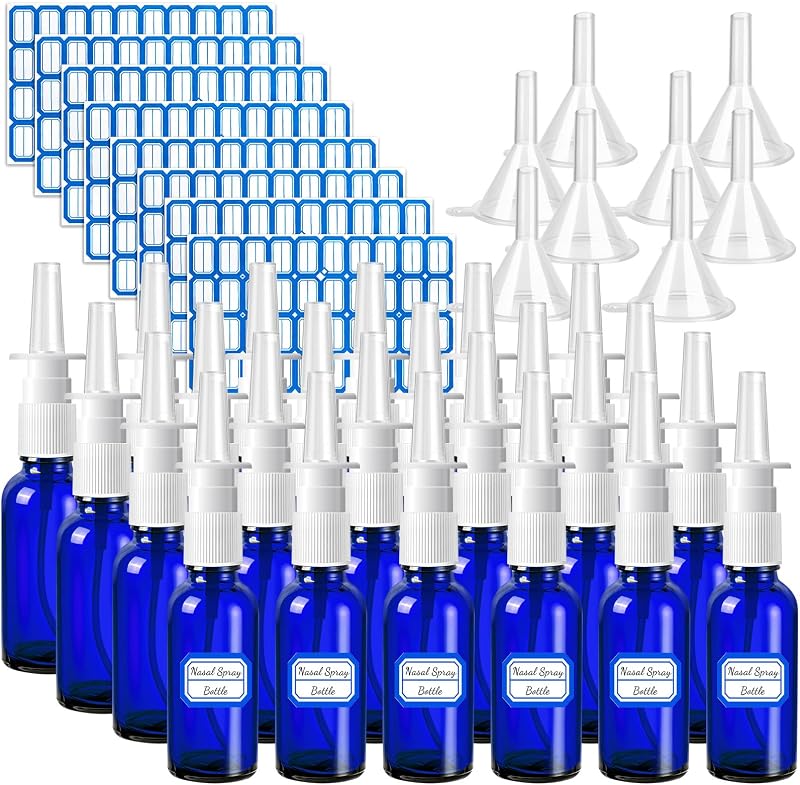 Frascos de vidro recarregáveis com spray nasal, 30 mL, ZHWKMYP, pacote com 40