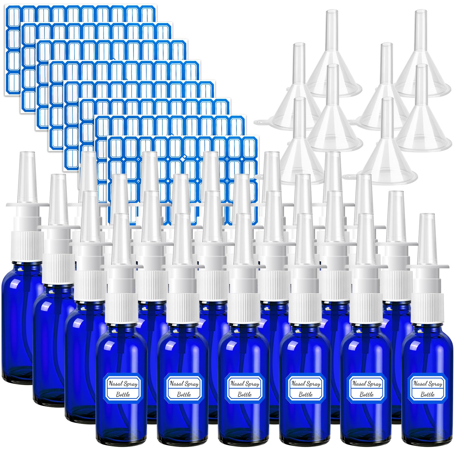 Confezione Da 2 Flaconi Spray In Vetro Colorato 30 Ml - Atomizzatore Nebbia Fine Per Profumo, Viaggio, Ricaricabili (Azzurro)