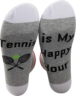 PXTIDY Tennis Lover Gift Novelty Crew Socks Tennis is My Happy Hour Tennis Gifts for Tennis Lover Novelty Socks