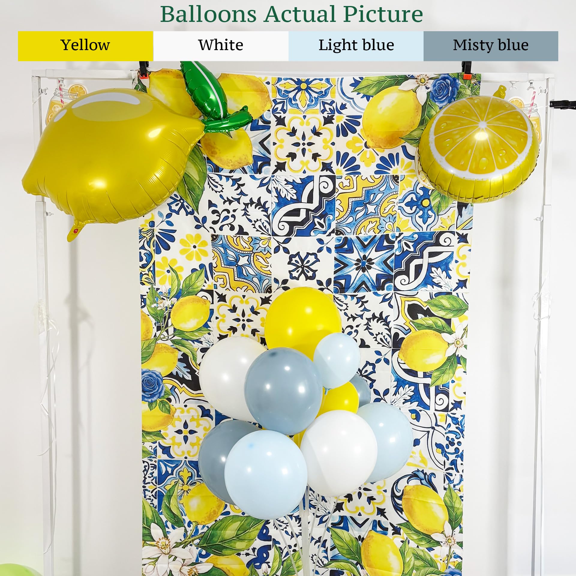 Kit per arco di palloncini blu polveroso con sfondo della Costiera Amalfitana, decorazioni per feste di compleanno estivo, festa di limonata, addio al nubilato, baby shower