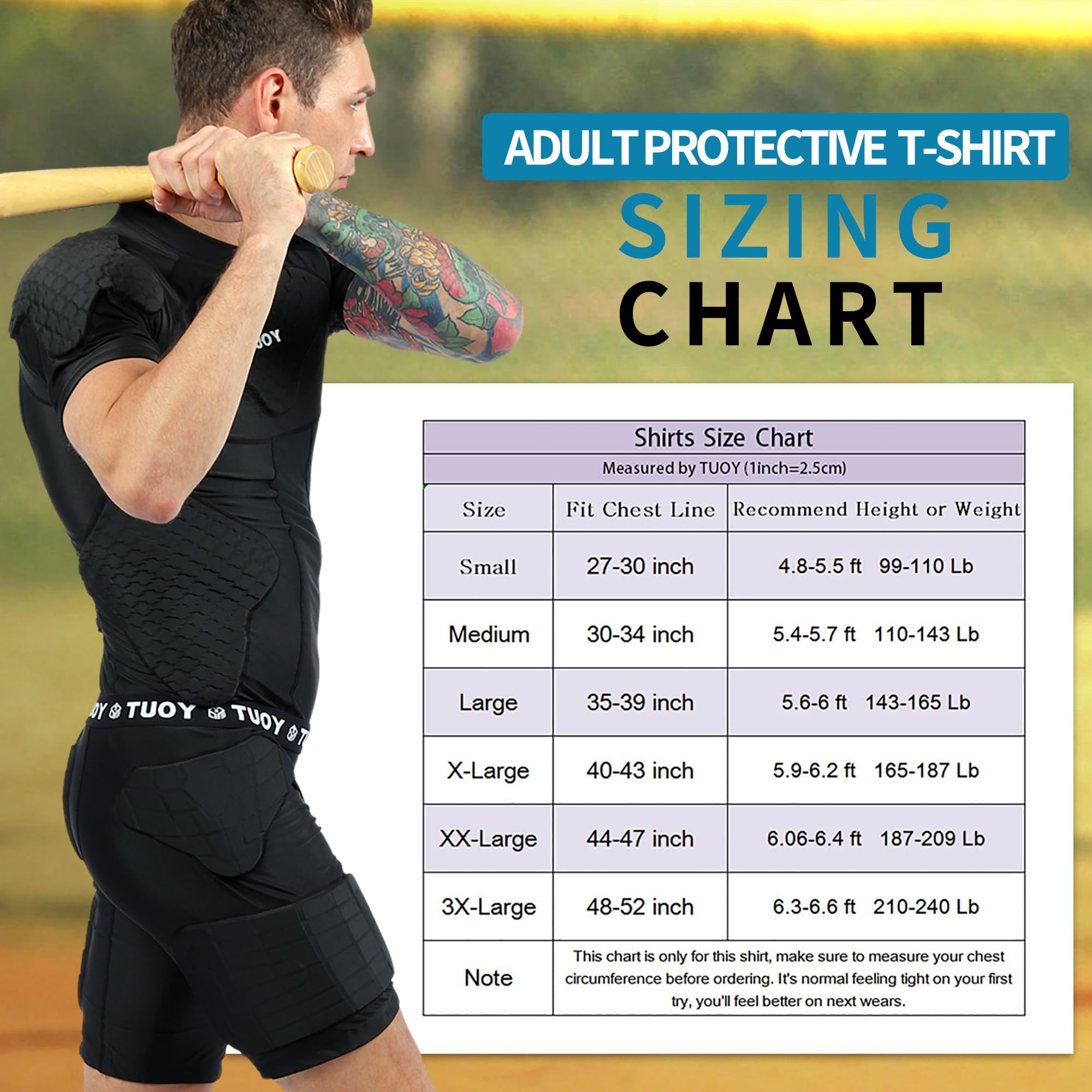 Camiseta de compresión acolchada para hombre, hombreras y protector de costillas, protector de pecho para adultos/jóvenes, béisbol, sóftbol, rugby, baloncesto, equipo de protección negro