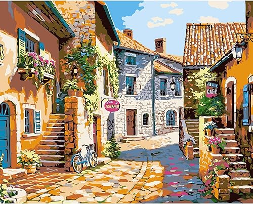 QUITEDEW Pintura por números para adultos, pintura de paisaje urbano por números, pintura por números, adecuada para decoración de pared del hogar,