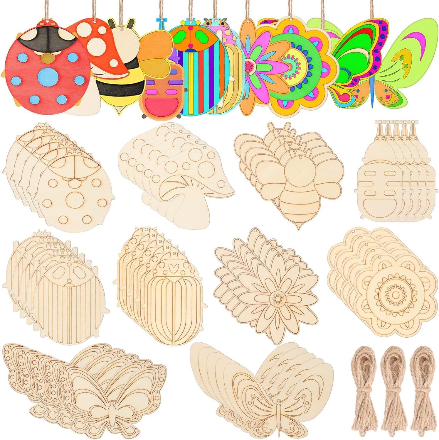 Haoser 10 Pcs Wood Cutouts Ornaments for Crafts Butterfly Flower Unfinished Wooden Slices DIY Paint Crafts Blank Hanging Embellishment for Kids Painting School Holiday Party Supplies Home Decoration (B0CW3J7FYQ) Amazon Price History, Amazon Price Tracker