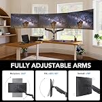 HUANUO Triple Monitor Mount for 17-32 Inch Screens, Adjustment Gaming Triple Monitor Stand with Swivel, Tilt & Rotation, Each Arm Holds 17.6 lbs