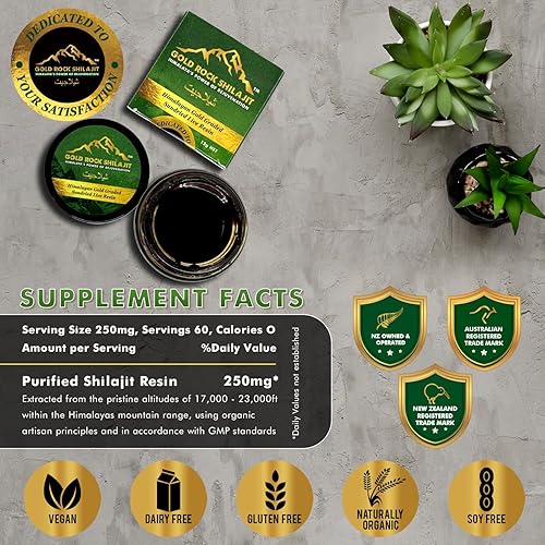 Miniatura 4 de Resina viva Shilajit pura del Himalaya, 0.53 oz, auténtica resina shilajeet del Himalaya graduada en oro