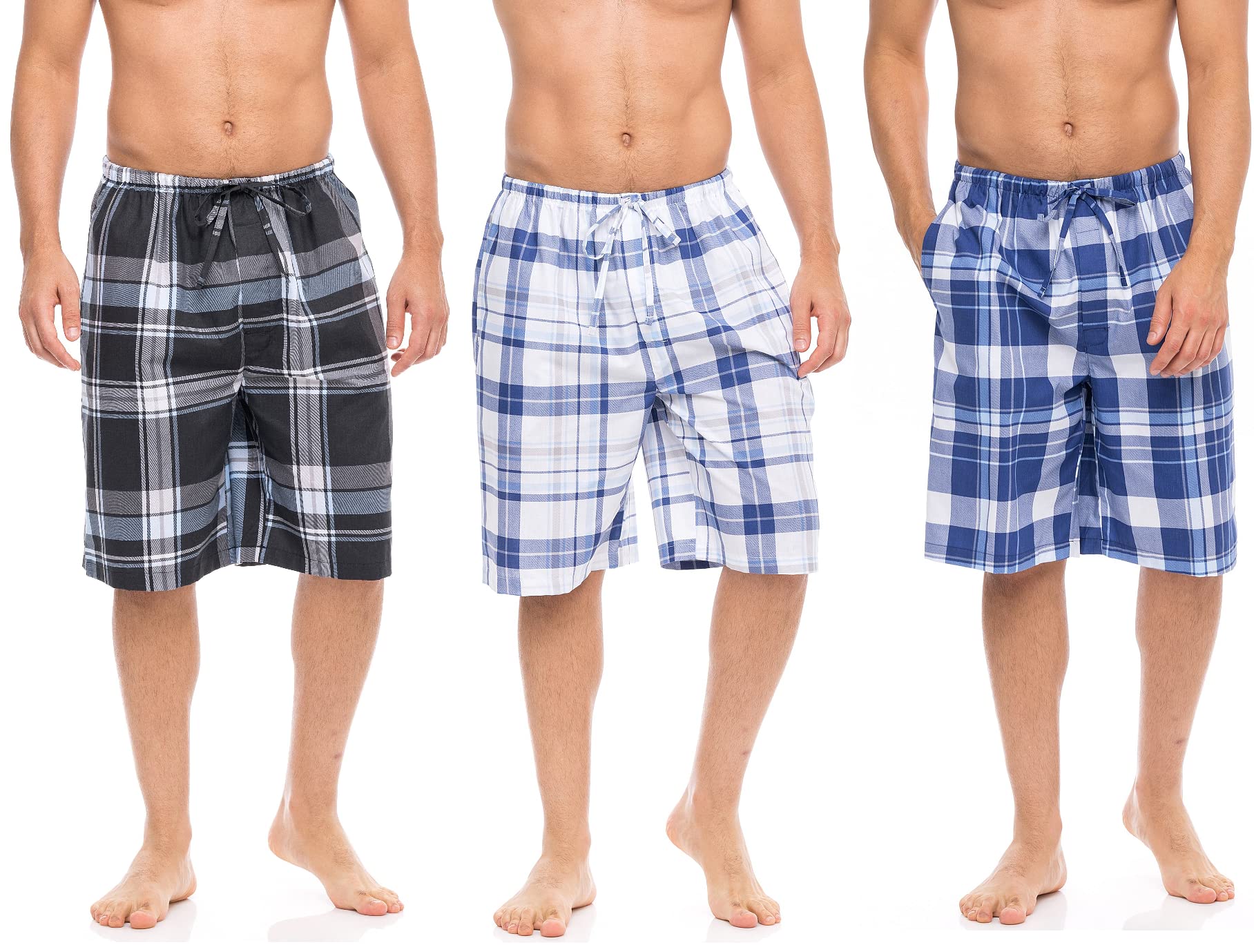 american heaven Men's Lounge Pajama Sleep Shorts/Woven Jam Dorm Shorts Drawstring & Pockets - 3 Pack-picture-12