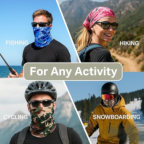 Miniatura 4 de Paquete de 6 polainas para el cuello, pasamontañas transpirables y refrescantes, protección UV, bandana de senderismo para hombres y mujeres