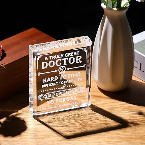 Miniatura 3 de Movdyka Regalos de médico para hombres y mujeres, placa de recuerdo de cristal, regalo único de agradecimiento para médicos en Navidad, jubilación,