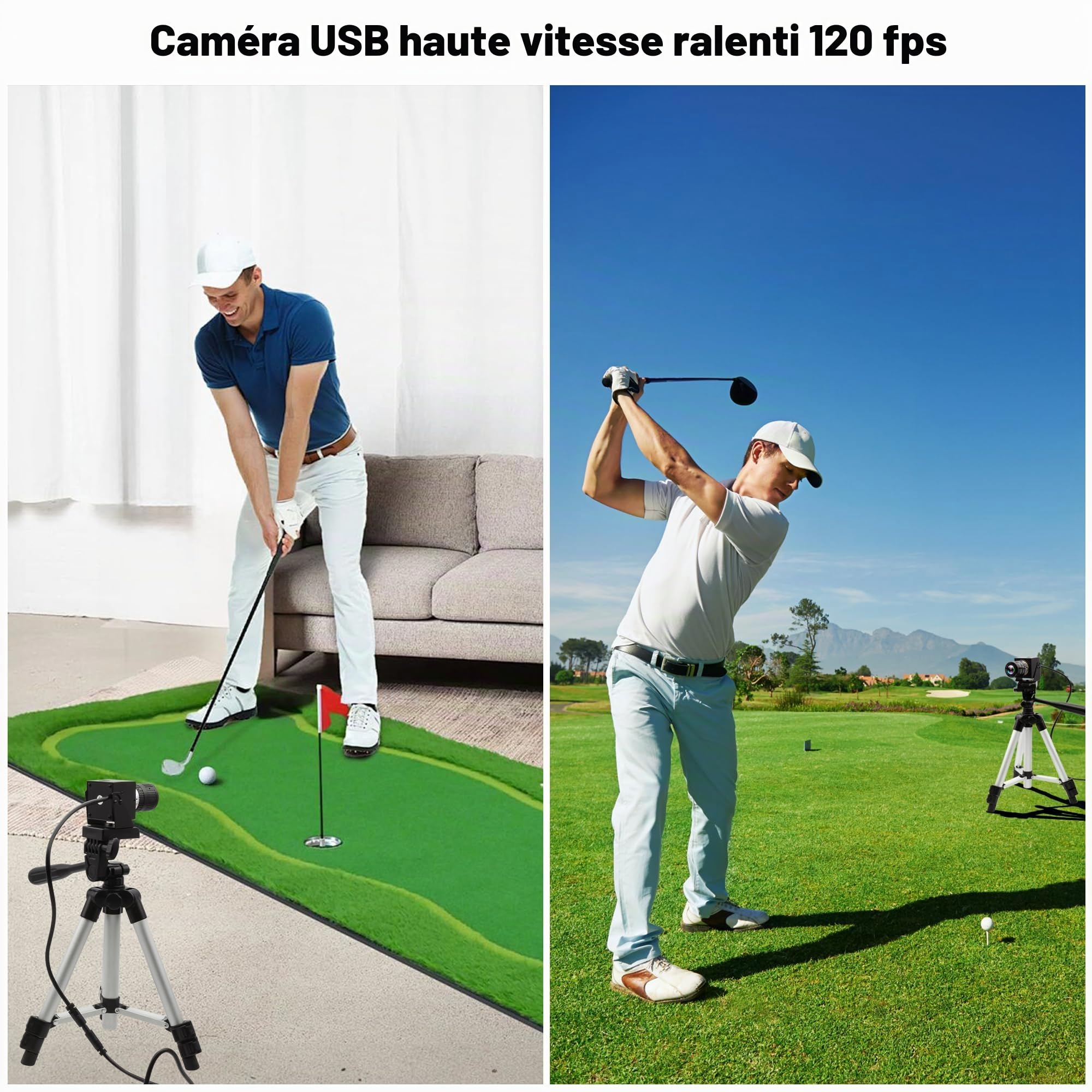 ELP Caméra USB 4K 120fps - Webcam Haute Vitesse 12MP Avec Zoom Optique Manuel 3x - Pour Golf, Raspberry Pi, Windows, Linux, Mac OS