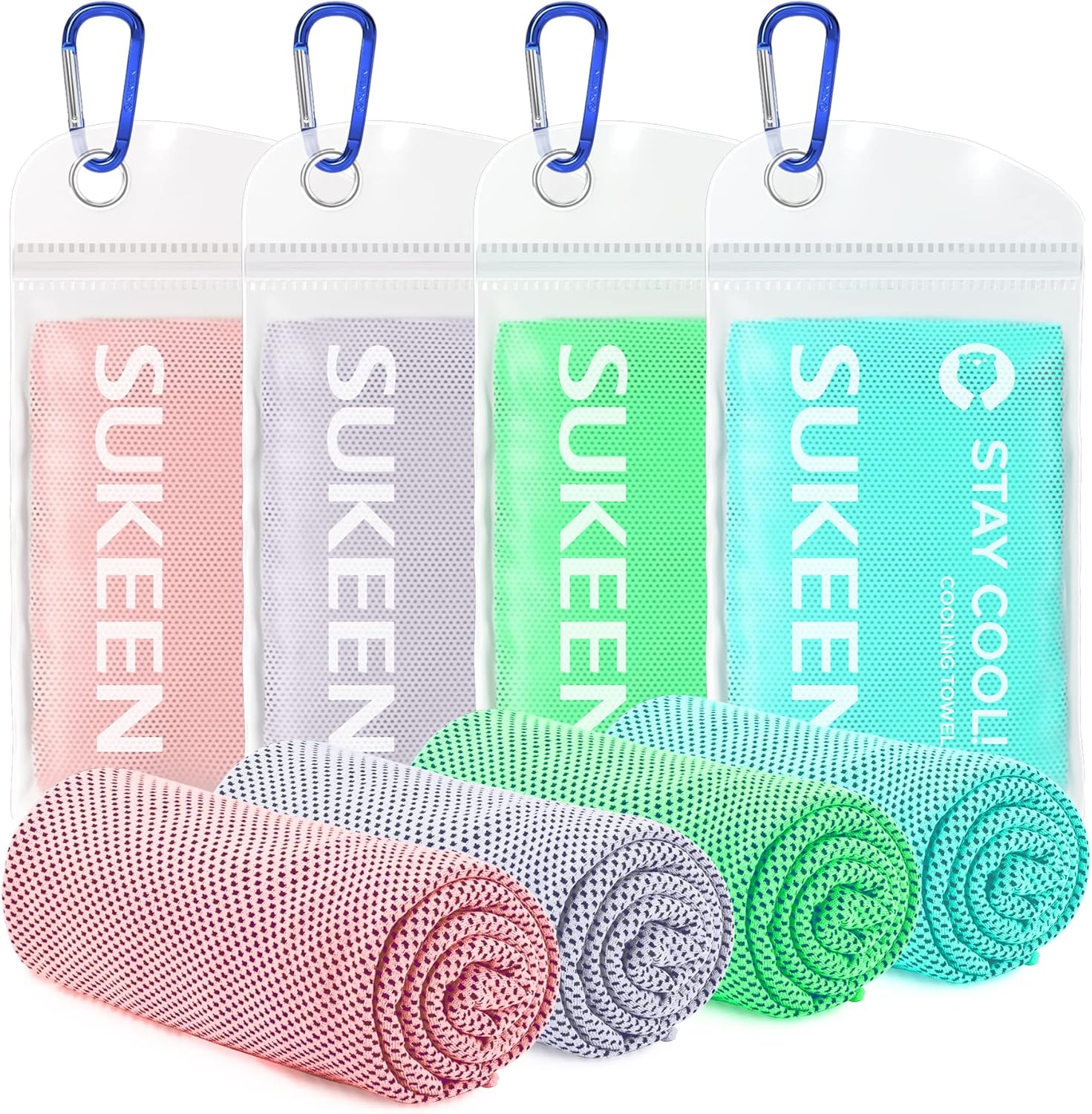 Sukeen Cooling Towel, 4 Pack Cooling Towels for Neck, Soft Breathable