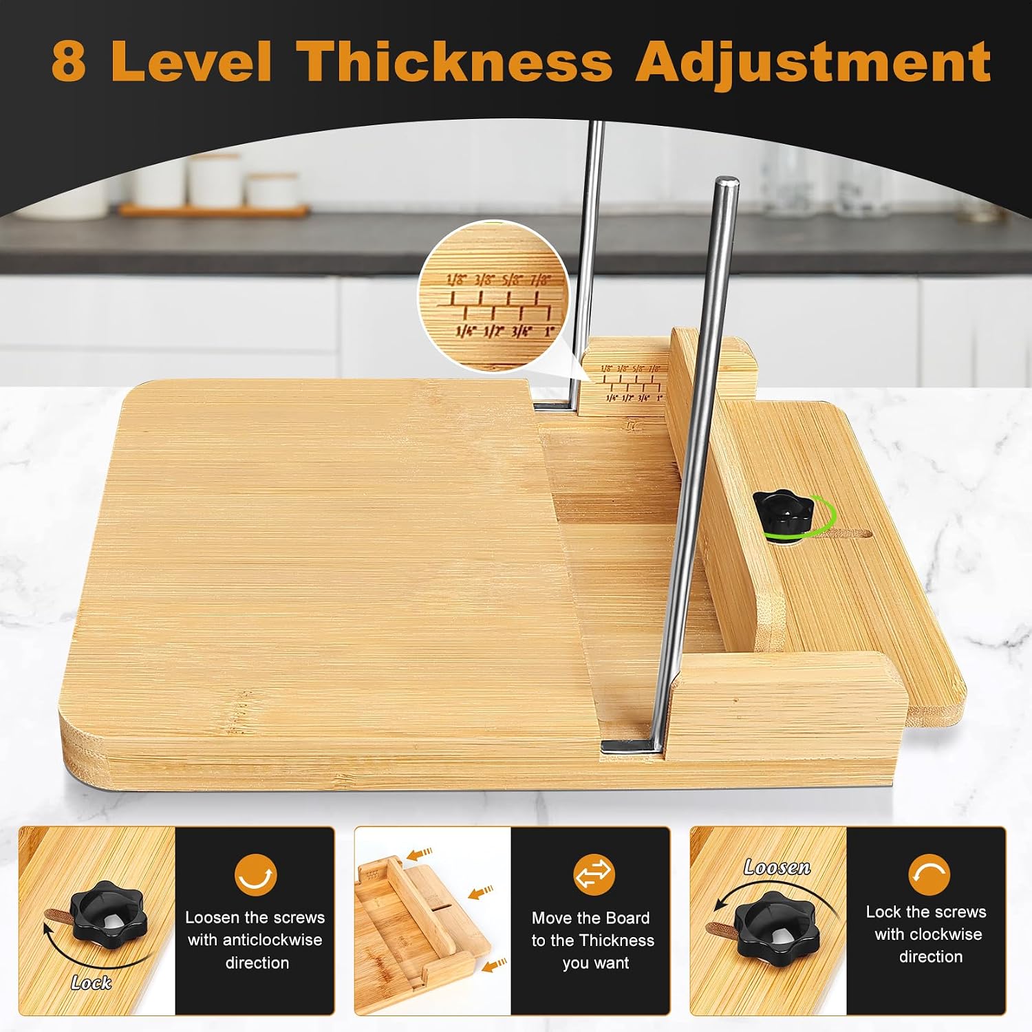 Upgraded Enlarge Size Bread Slicer for Homemade Bread w/Upgraded Bread Knife Adjustable to 8 Different Thickness Sourdough for Cakes, Sandwich, Toasts - Kitchen Gadget