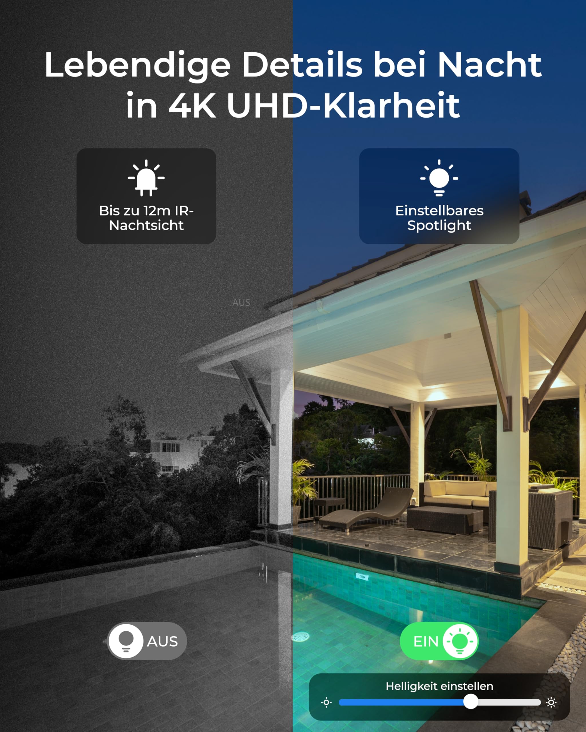 Reolink 4K PoE Überwachungskamera Set Aussen, 355° Schwenken, 50° Neigen, Auto-Tracking, Person-/Fahrzeug-/Tiererkennung, mit 2TB HDD, 24/7 Aufzeichnung, 8-Kanal NVR, für Outdoor & Innen, RLK8-800PT4
