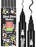 Black Fabric Markers - Dual-Tip Fabric Markers Permanent for Clothes - Non-Toxic Fabric Paint Pens for Personalizing Shirts Bags Hats Canvas, and Textiles