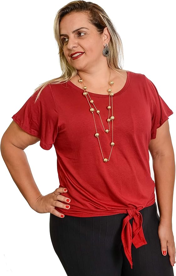 blusa com amarração na frente plus size