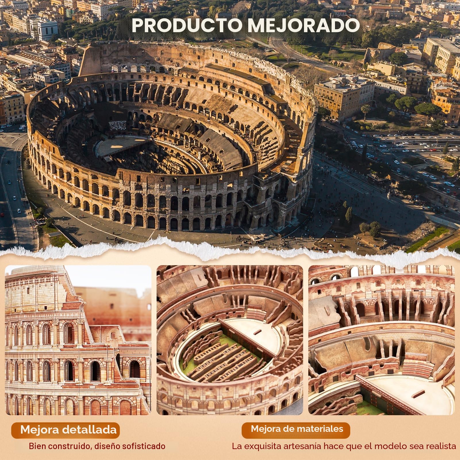 CubicFun Puzzle 3D Coliseo Roma - Italia Maquetas de Edificio Kits de Construcción Souvenir Regalo para Adultos Niños, 163 Piezas