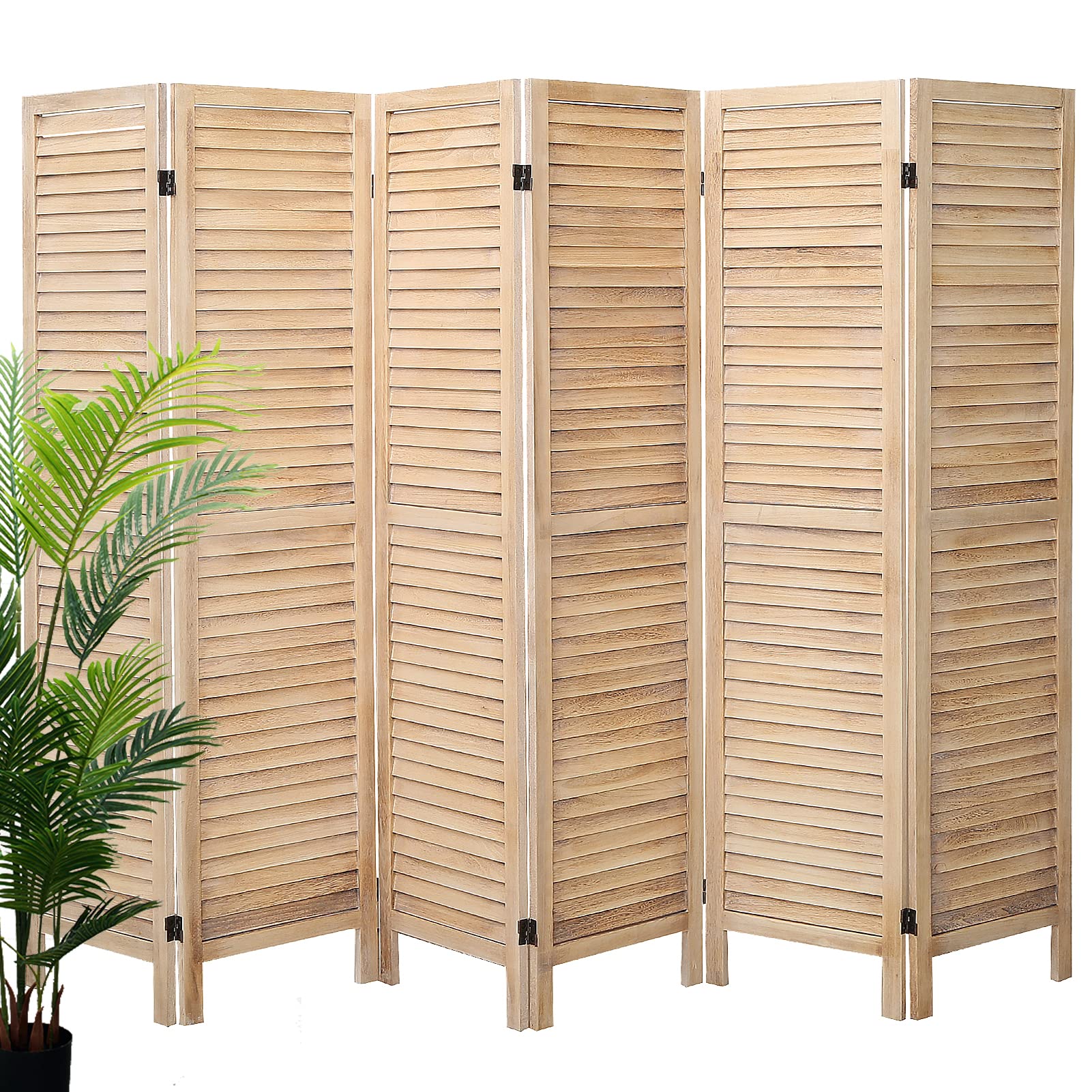 ECOMEX Room Divider 6 Panel, Multipurpose Folding Screen Room Divider Wall, Portable Room Divider Extra Wide Room Divider Screen Natural