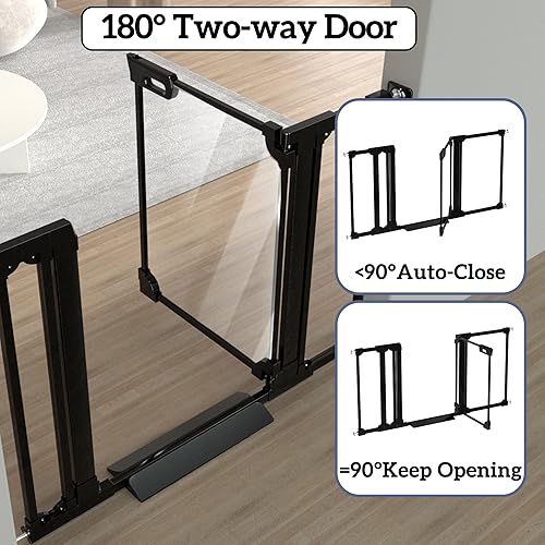 Miniatura 8 de Puerta transparente para bebés de 29.5 a 47.24 pulgadas de ancho, puerta transparente para escaleras, puerta transparente de acrílico para perros,