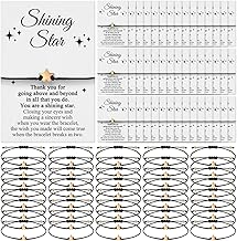 Colarr 50 Sets Star Gifts Wish Bracelets Bulk Inspirational Teacher Appreciation Thank You Gift Adjustable Friendship Bracelets with Wish Cards for School Students Employee Coworker Team