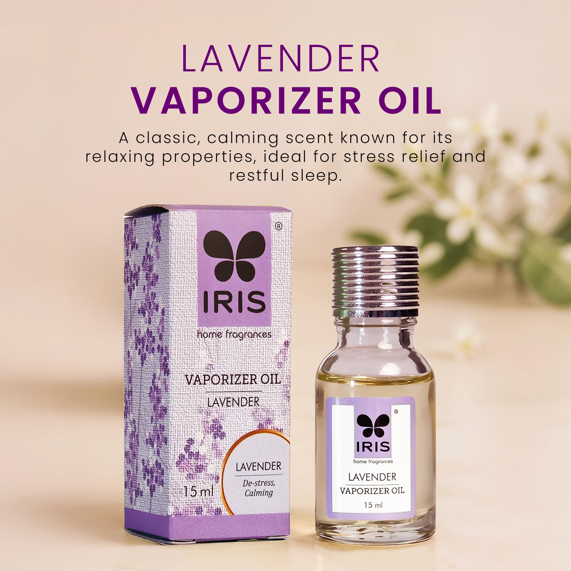 IRIS Lavender Fragrance Vaporizer Oil 15ml | Long Lasting Aroma Oil for Vaporizer | IFRA Compliant,Safe & Non-Toxic Home Fragrance 1
